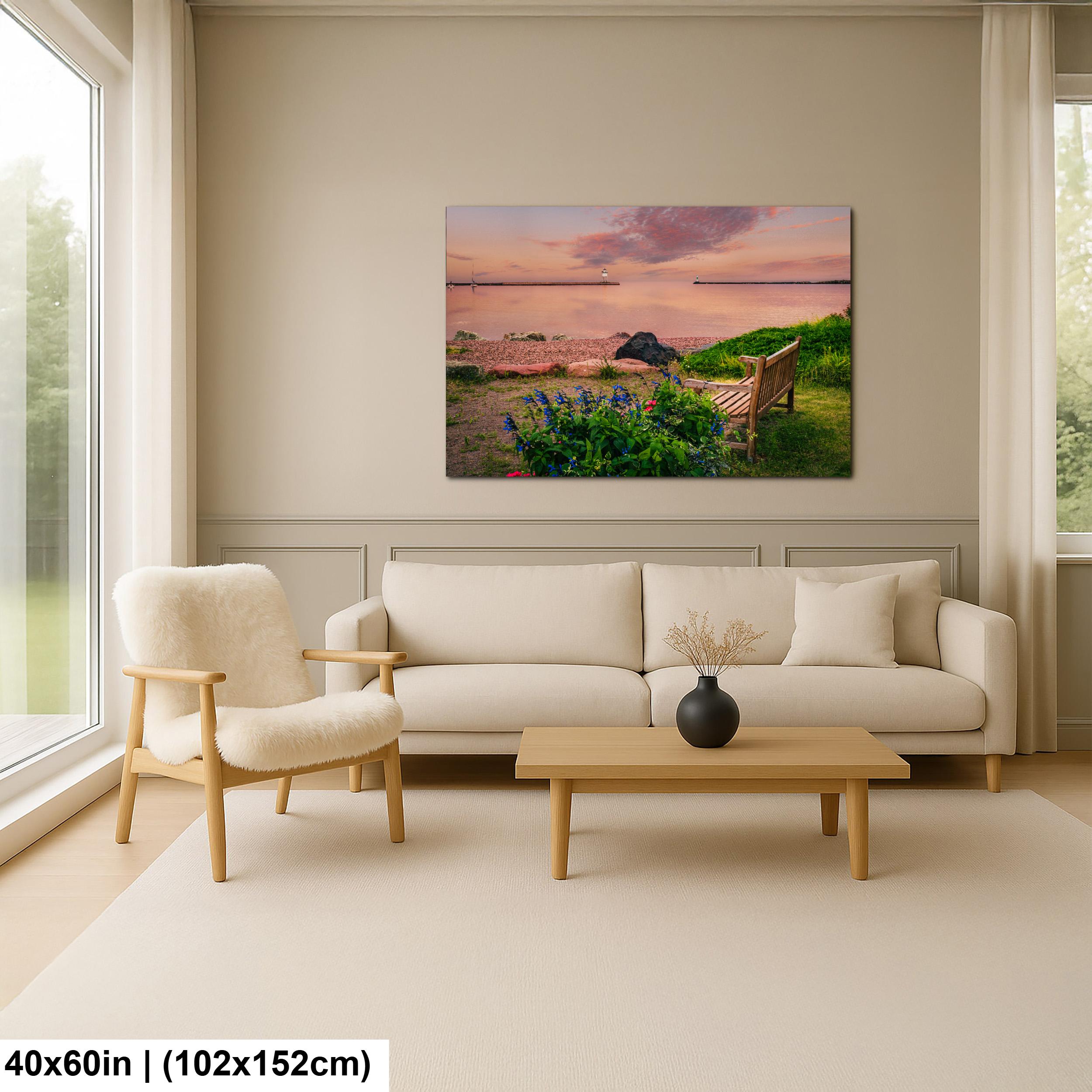 Grand Marais Minnesota Harbor Sunrise Photography Print, Lake Superior Lighthouse Wall Art, Coastal Home Decor