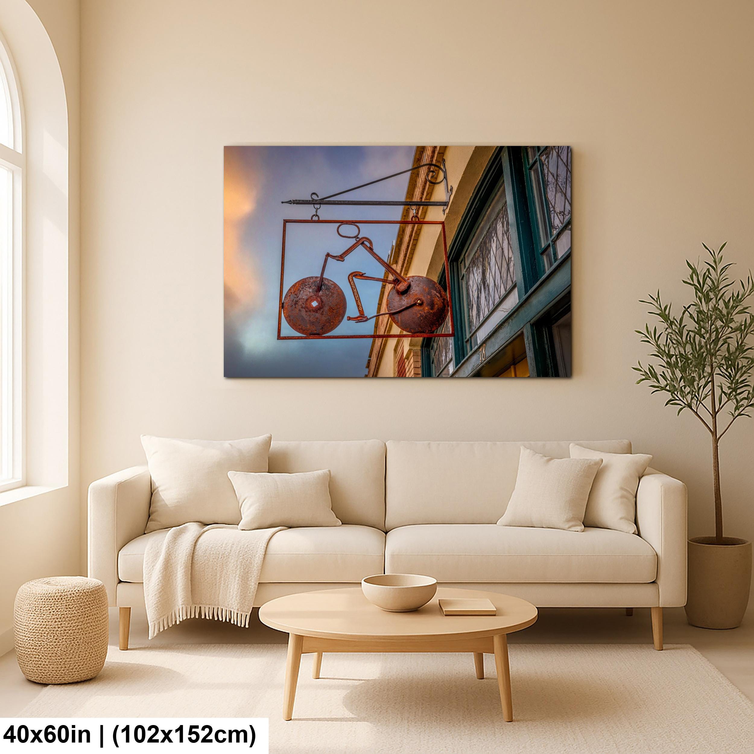 Bisbee Arizona Rusted Bicycle Sign, Vintage Photography Wall Art