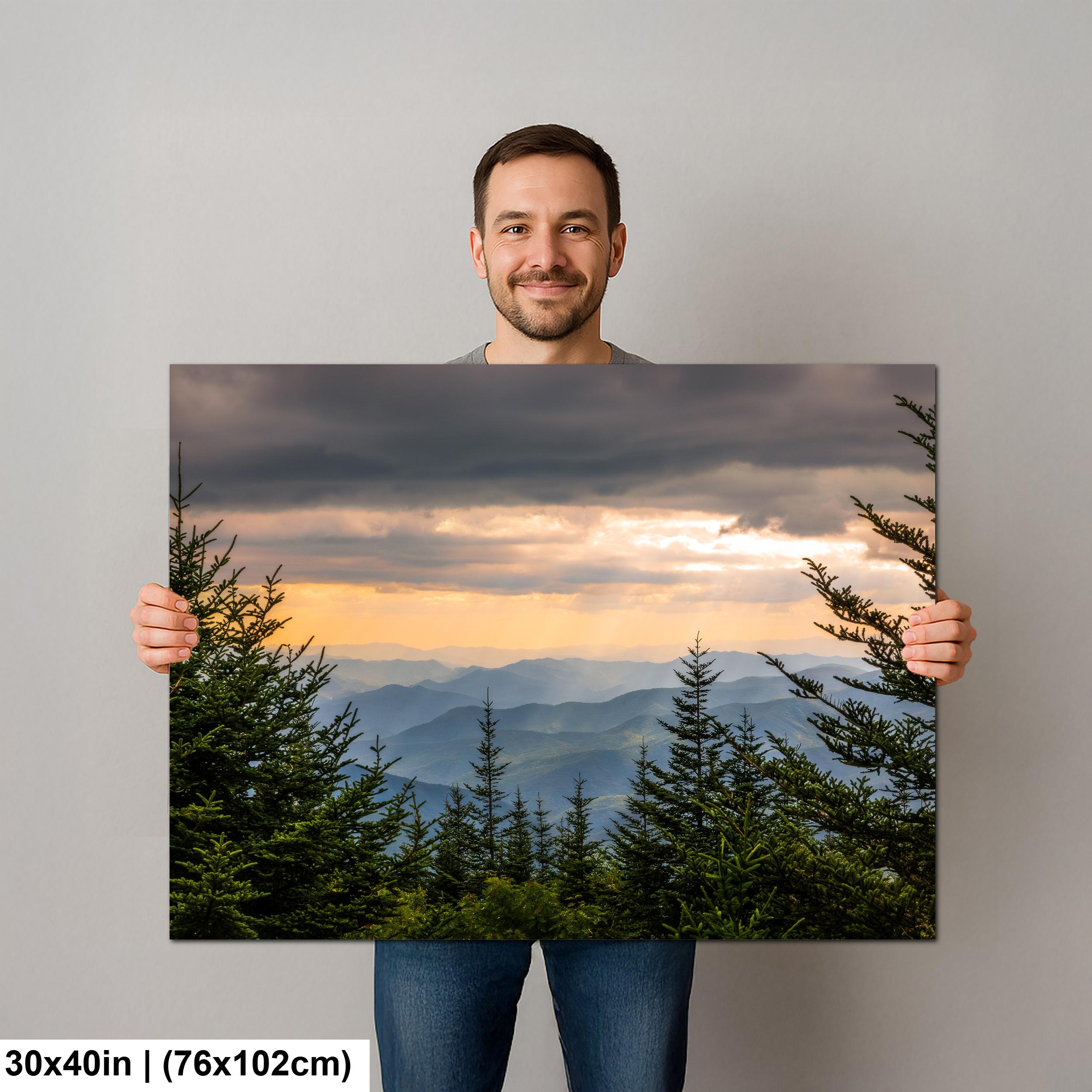 Mountain Glow: Sun Rays Great Smoky Mountains National Park Photo Wall Art