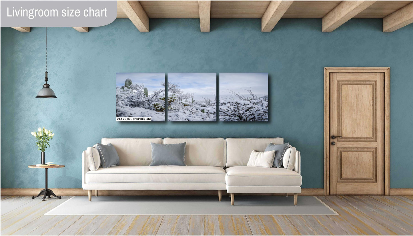 Saguaro National Park Print – Snow Covered Cacti Art | Desert Wall Art Canvas