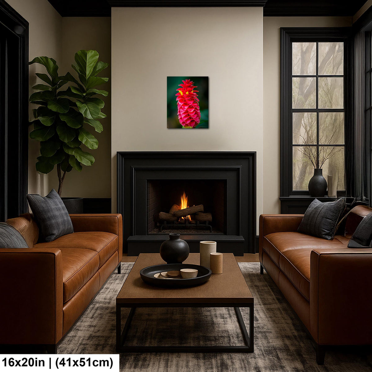 Crimson Spiral: Spiral Ginger Tropical Flower Botanical Photo Wall Art