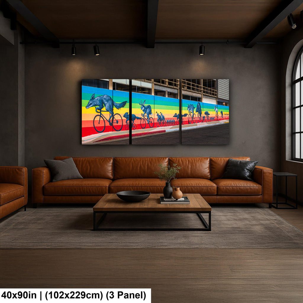 Tucson Mural - Sonoran Desert Animals Bicycle Mural With Rainbow Stripes, Photography Print Wall Art