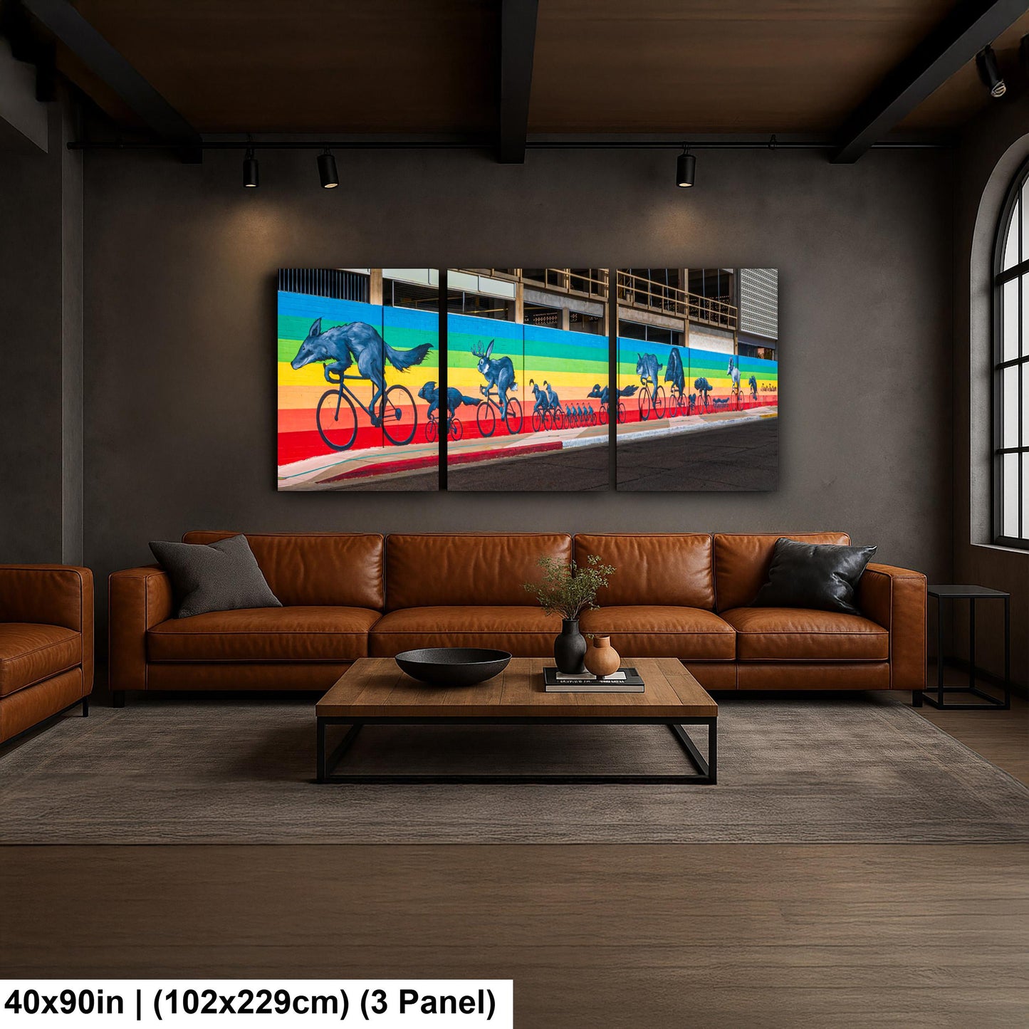 Tucson Mural - Sonoran Desert Animals Bicycle Mural With Rainbow Stripes, Photography Print Wall Art