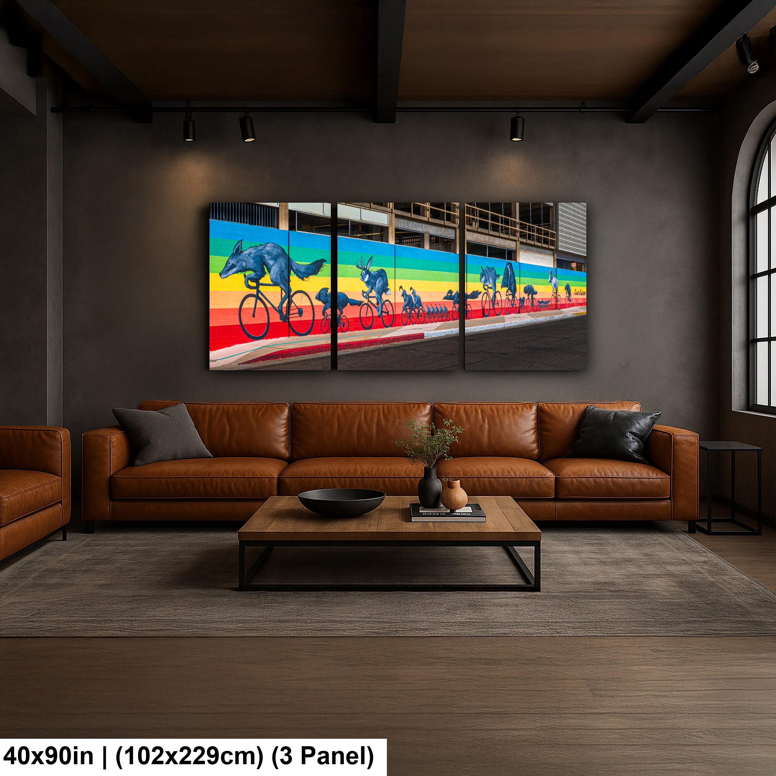 Tucson Mural - Sonoran Desert Animals Bicycle Mural With Rainbow Stripes, Photography Print Wall Art