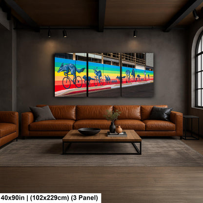 Tucson Mural - Sonoran Desert Animals Bicycle Mural With Rainbow Stripes, Photography Print Wall Art