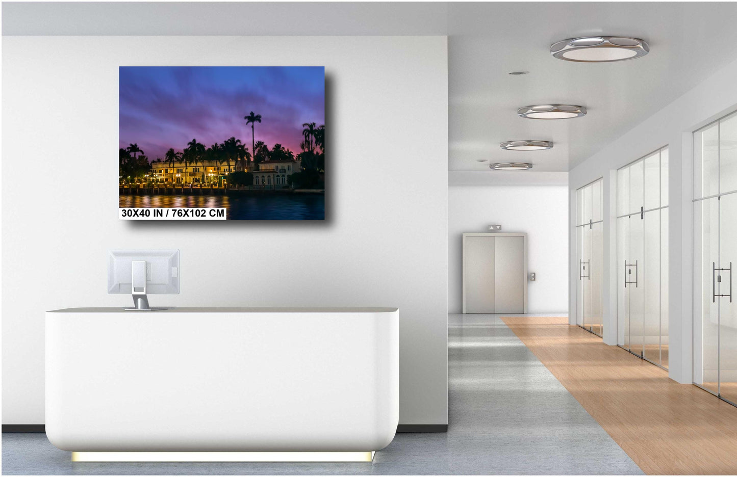 Miami Waterfront Mansion at Sunset: Biscayne Bay Florida Print Wall Art Beach Photography Aluminum/Acrylic/Metal/Canvas Hanging Decor