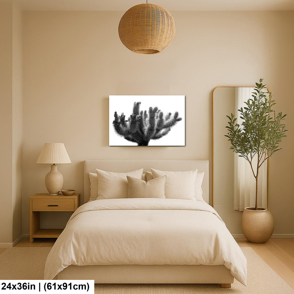 Joshua Tree Cholla Cactus Print: Black and White Desert Photography