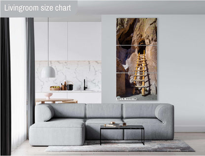 Steps to Ancient Homes: Wooden Ladders in Bandelier National Monument Los Alamos New Mexico Print Wall Art Aluminum/Acrylic/Metal/Canvas