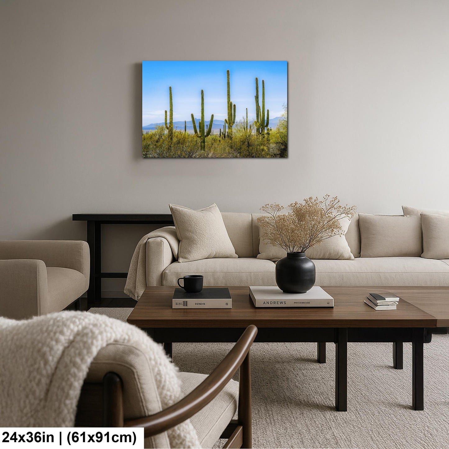 Panoramic Saguaro Desert Landscape, Tucson Arizona Photography Print, Southwest Wall Art, Cactus Decor, Desert Mountain View