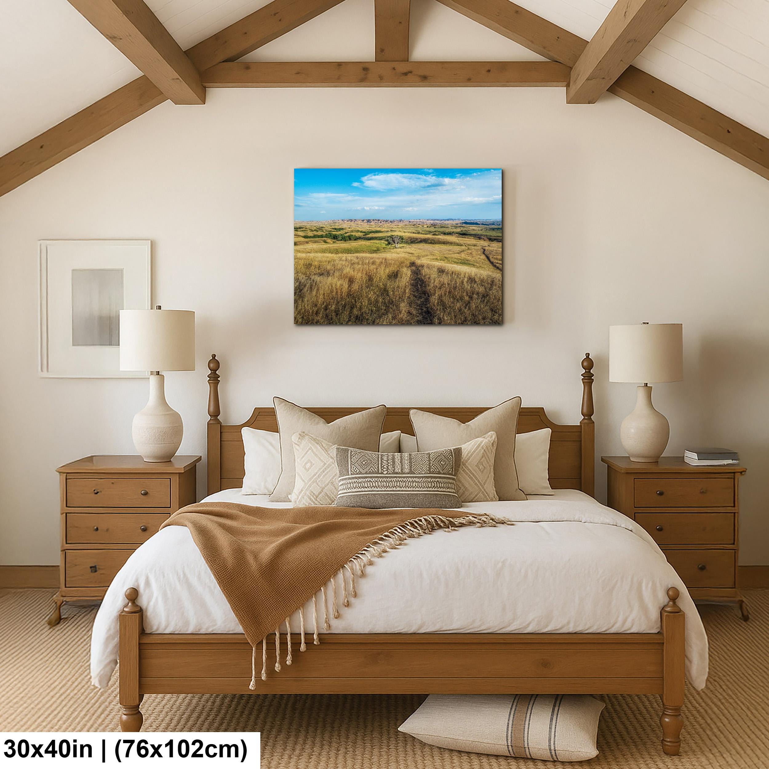 Solitary Prairie Tree Badlands National Park South Dakota Photography Print, Lone Tree Golden Grasslands Wall Art