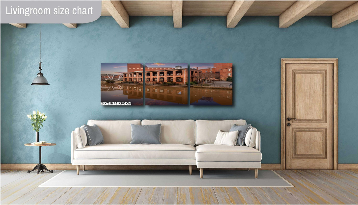 Old Town Greenville Riverfront: Wyche Pavilion and Flowing Reedy River Greenville, South Carolina Wall Art Print Aluminum/Metal/Canvas