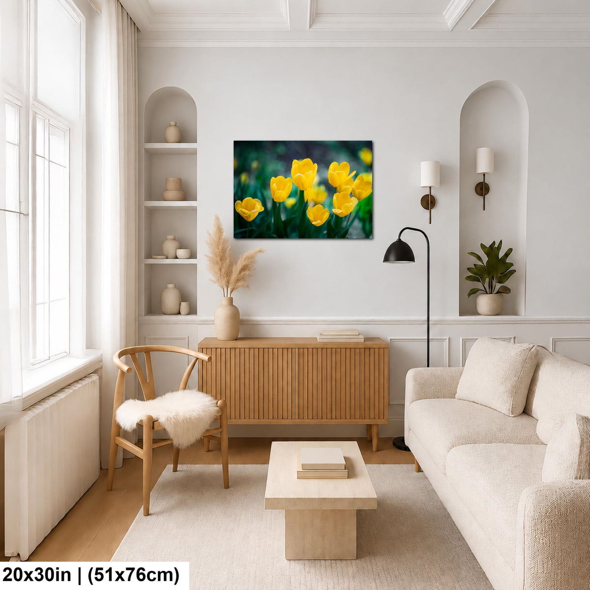 Sunlit Blooms: Yellow Tulip Flower Photography Botanical Floral Wall Art