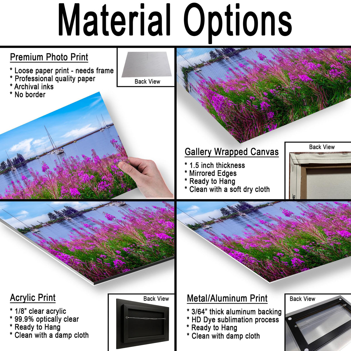 Coastal Wildflowers and Sailboats: Grand Marais Harbor Minnesota Wall Art