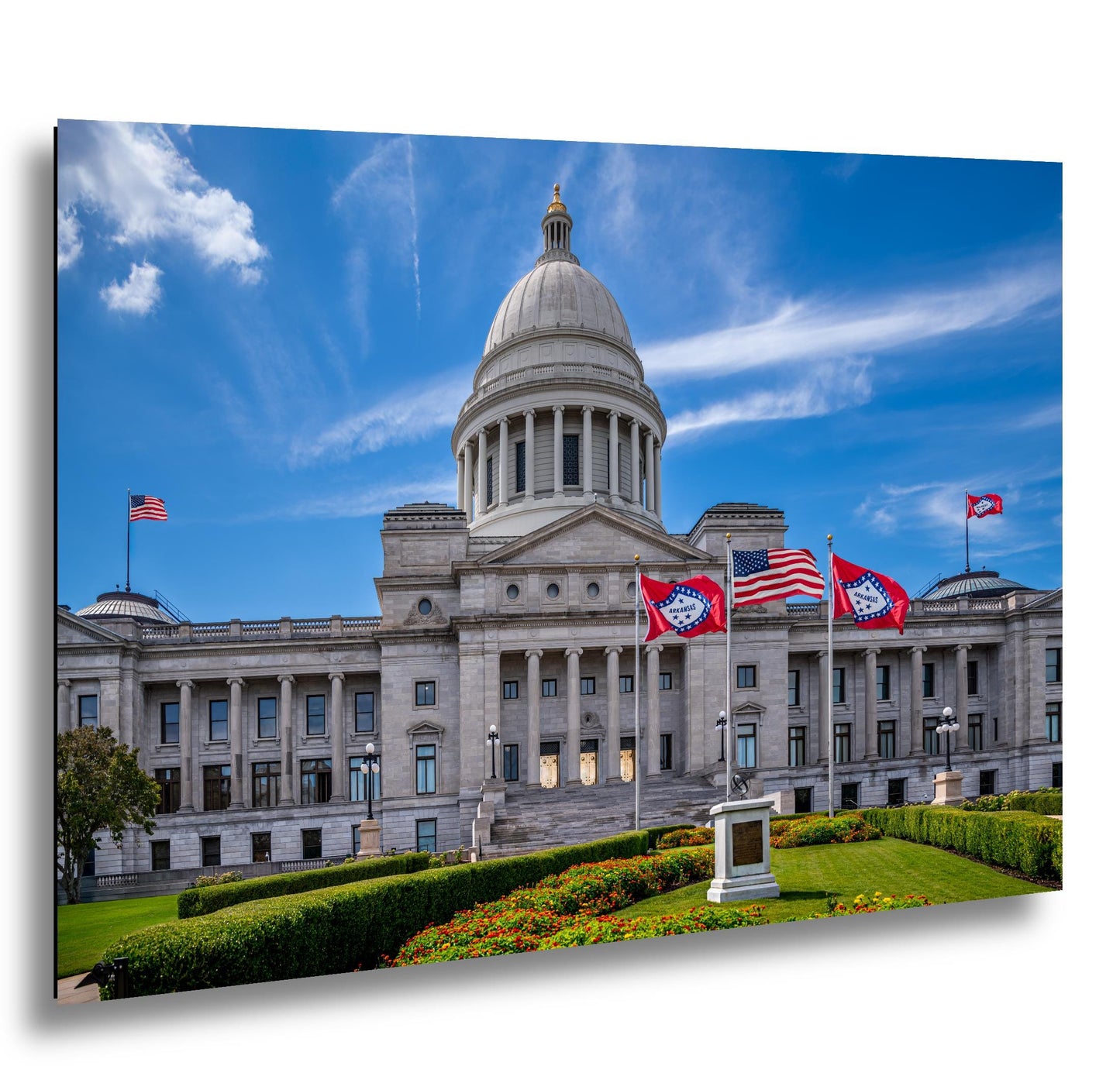 Arkansas State Capitol with Flags, Little Rock Arkansas, Photography Print Wall Art