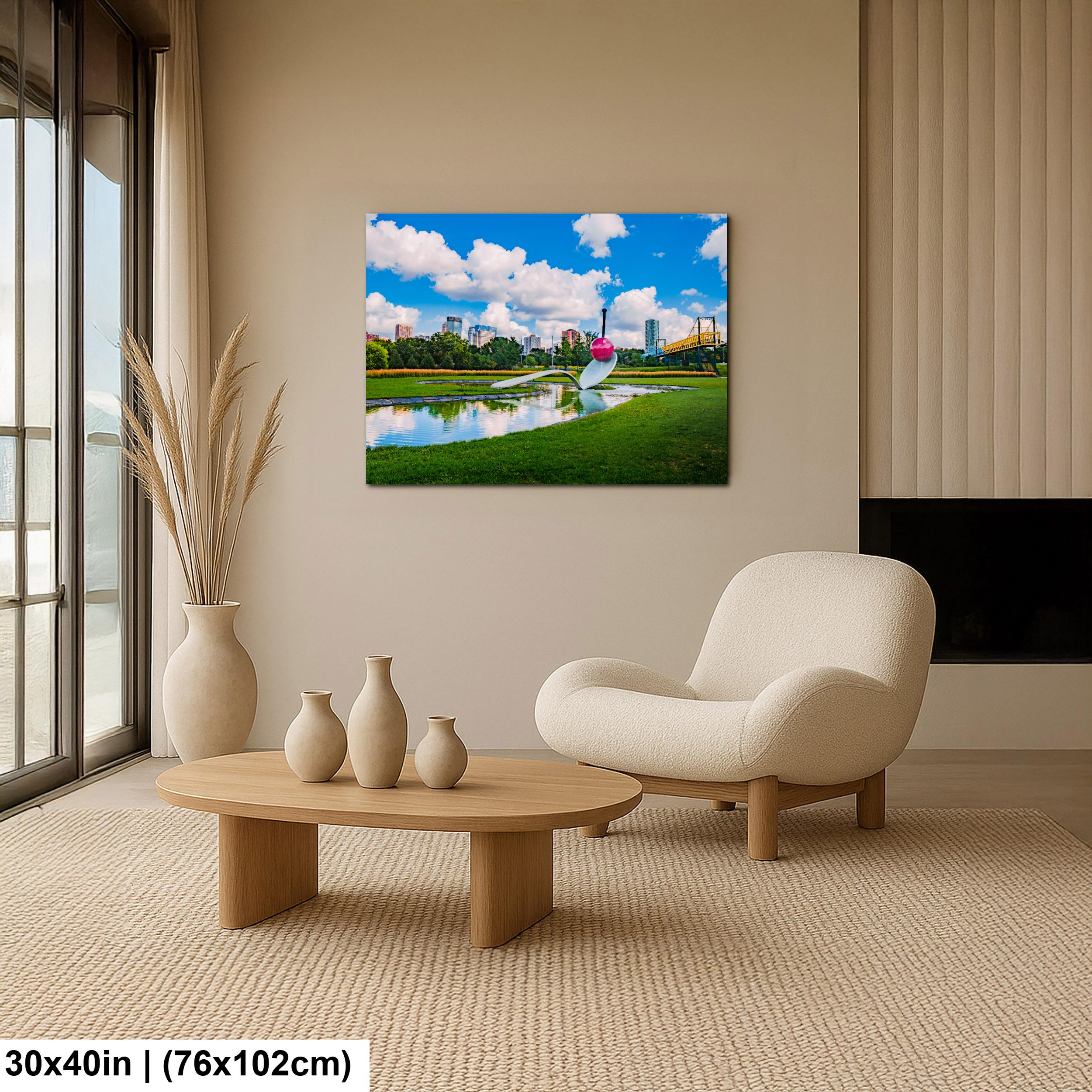 Spoonbridge and Cherry Sculpture Minneapolis Skyline Photography Print, Minnesota Walker Art Center, Modern Art Wall Decor