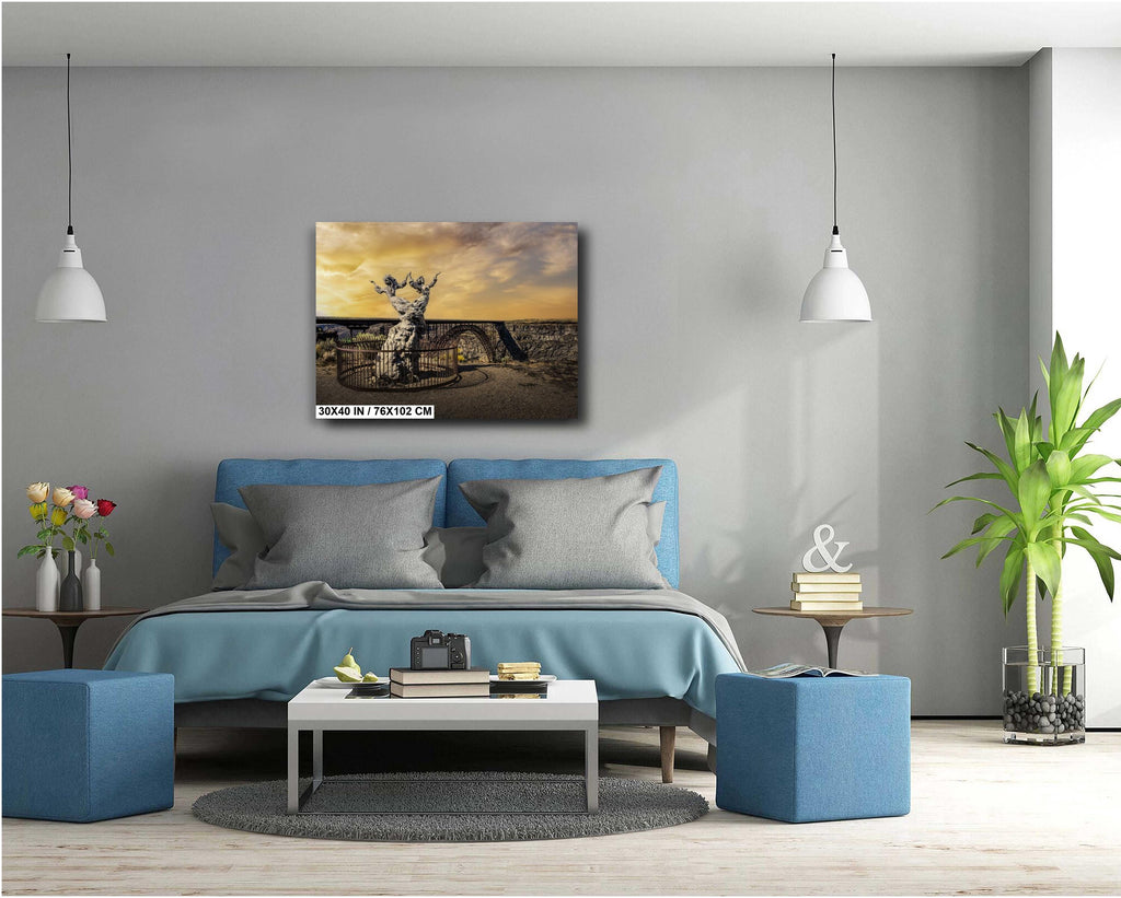 Twin Falls Idaho Print: Perrine Bridge & Twins Statue Landscape Photography