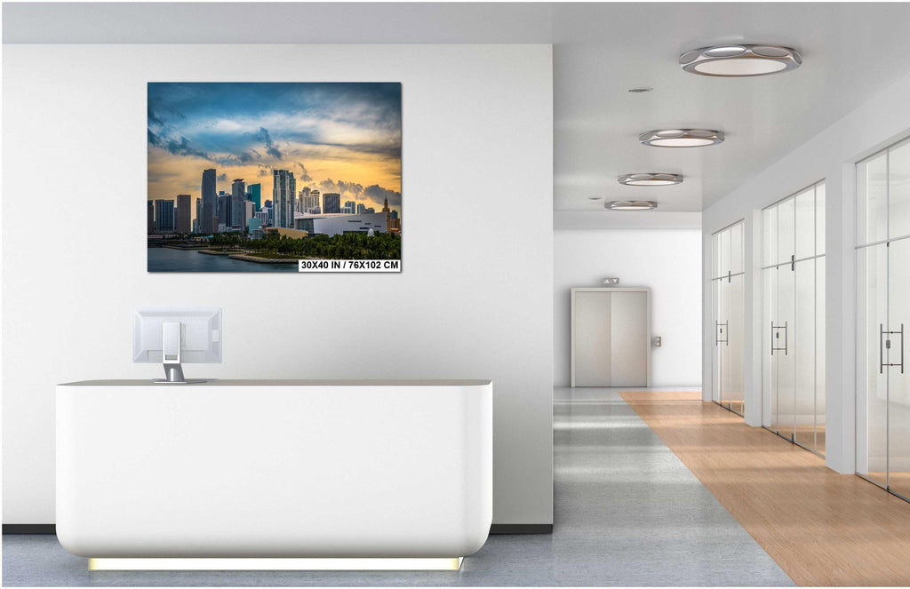 Miami Skyline Sunset Fine Art Photography Print, Biscayne Bay Cityscape, Florida Coastal Urban Wall Decor, Modern Landscape Artwork