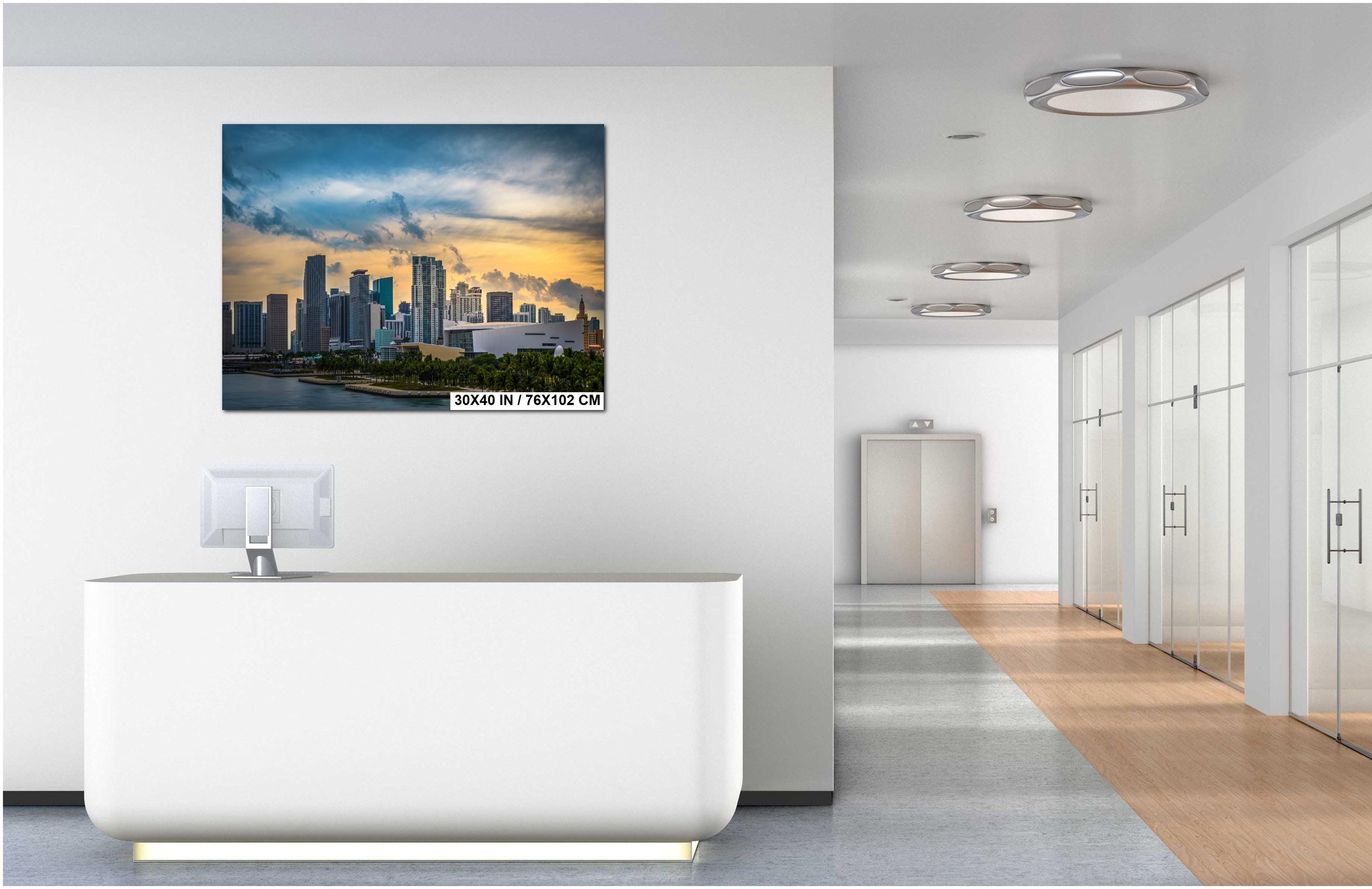 Miami Skyline Sunset Fine Art Photography Print, Biscayne Bay Cityscape, Florida Coastal Urban Wall Decor, Modern Landscape Artwork