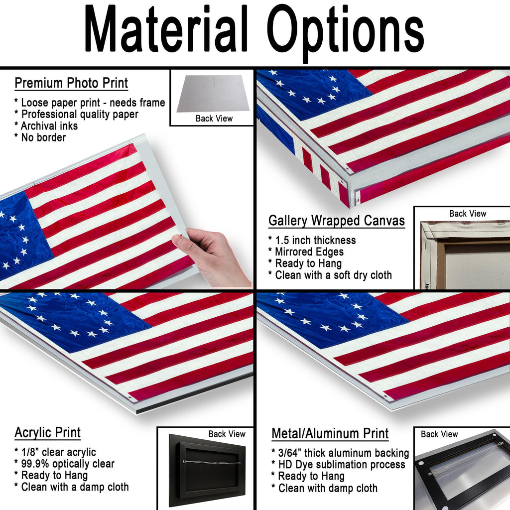 Betsy Ross American Flag, Thirteen Star U.S. Flag, Historic Patriotic Photography Print Wall Art