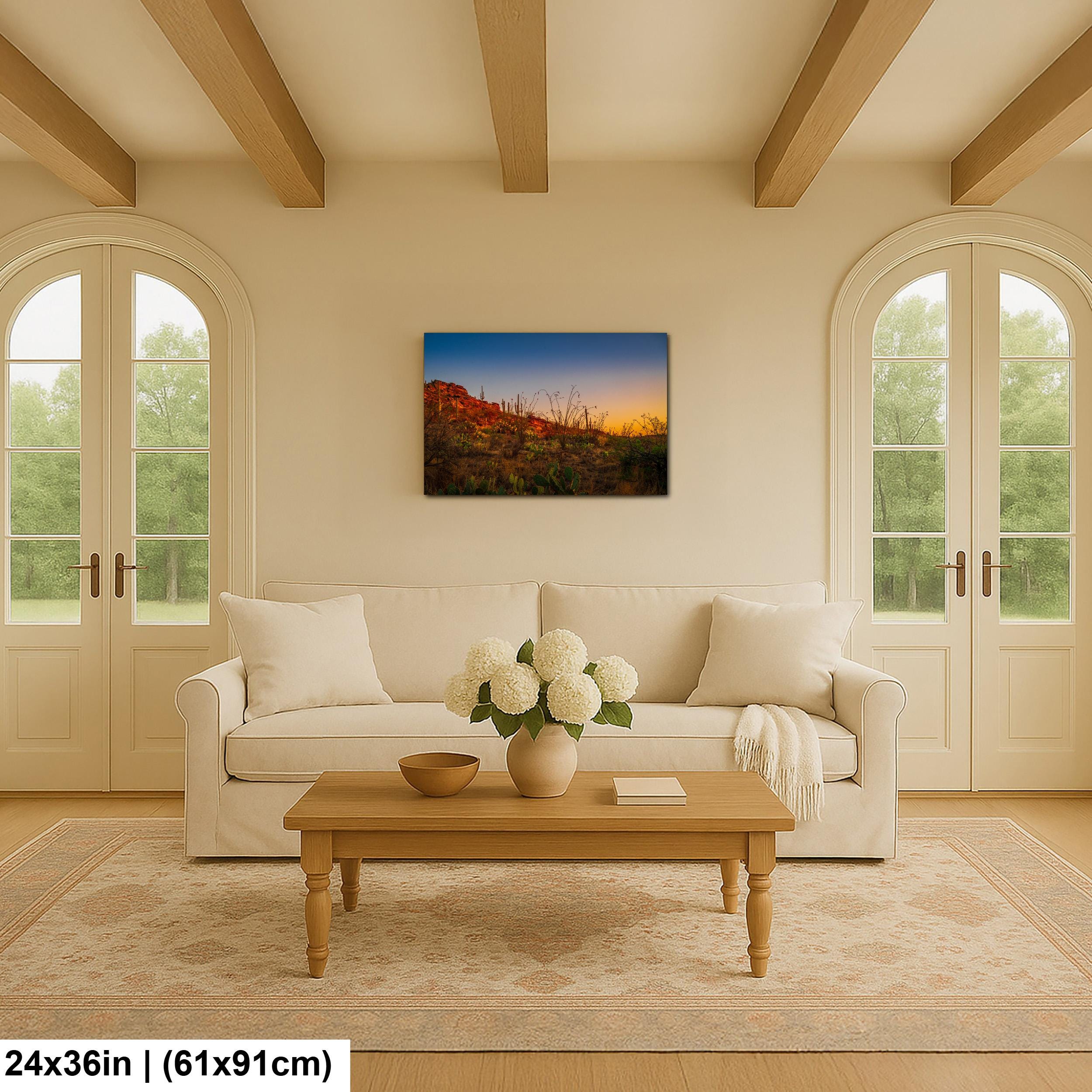 Sonoran Desert Sunset with Saguaros and Ocotillo - Saguaro National Park East Tucson Photography Print