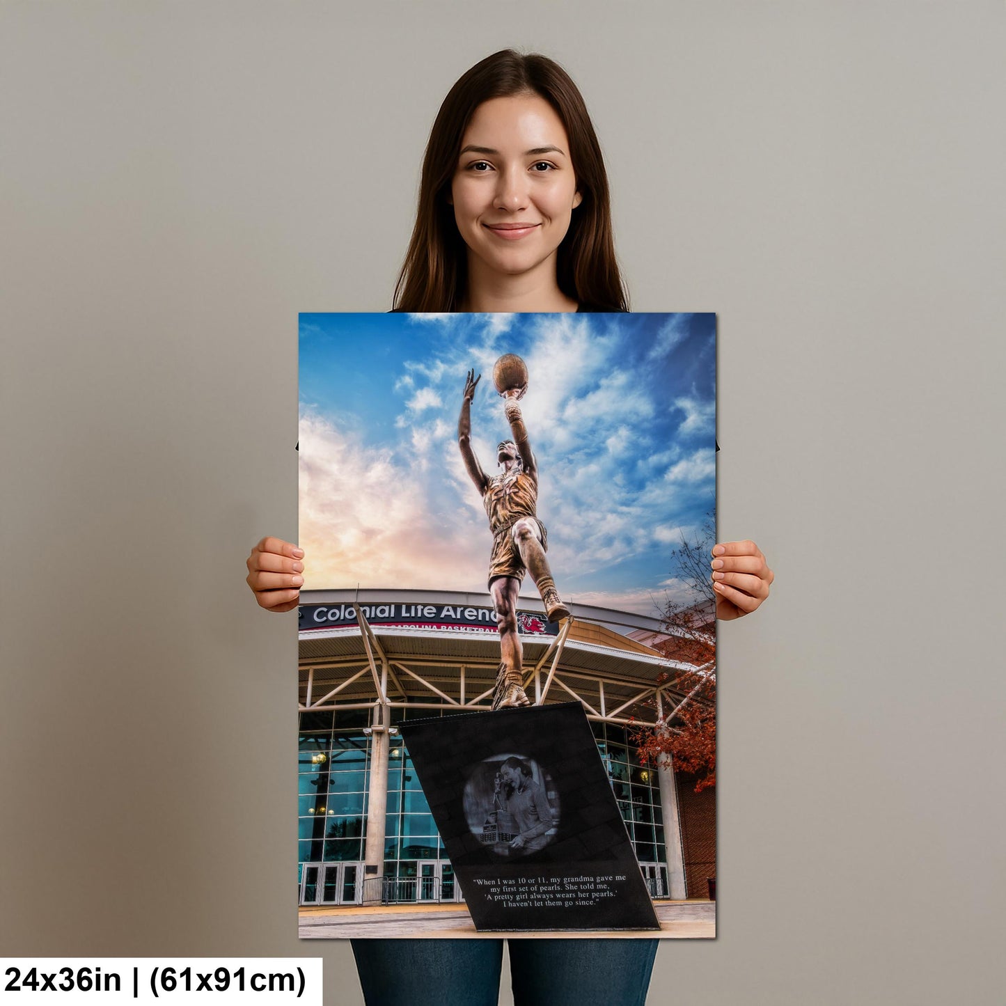 A'ja Wilson Statue Print, Colonial Life Arena USC Columbia Photography Wall Art