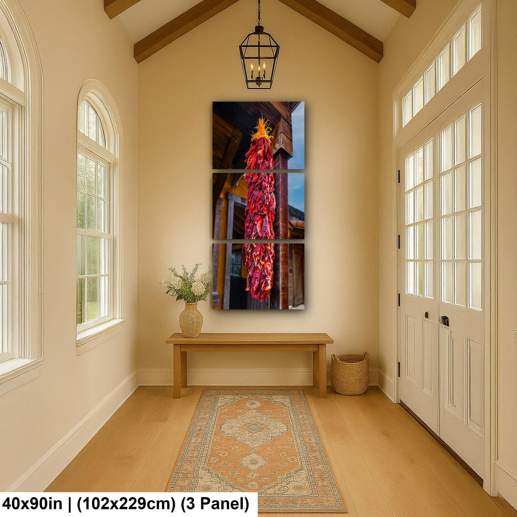 Sunlit Chile Ristra on Rustic Porch, Tombstone Arizona, Photography Wall Art