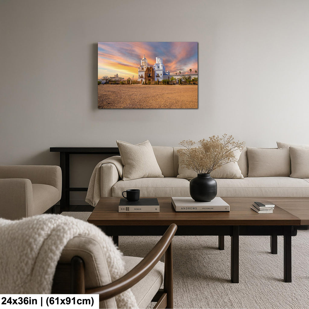 San Xavier Mission Sunset: Tucson Arizona Photography Wall Art