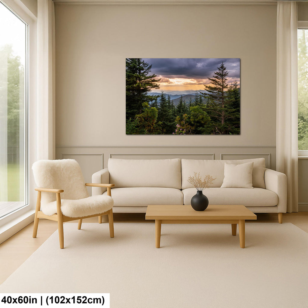 Between the Pines: Scenic View Great Smoky Mountains TN Photo Wall Art