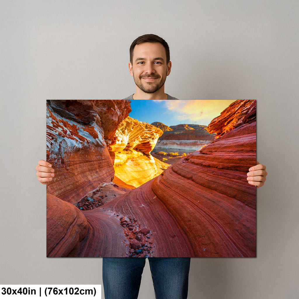 Lake Powell Golden Sandstone Glow Page Arizona Photography Print, Southwest Canyon Wall Art