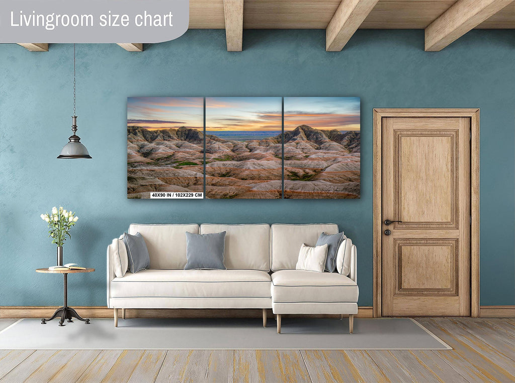 Badlands National Park Sunset Panorama: South Dakota Desert Landscape Photography Wall Art