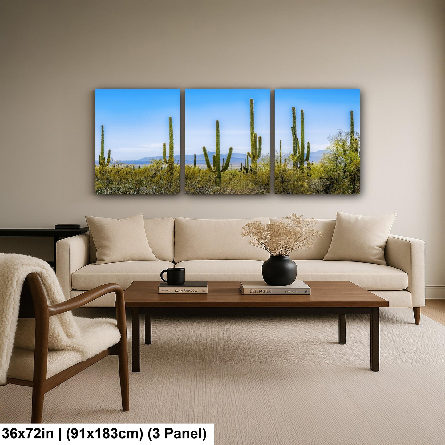 Panoramic Saguaro Desert Landscape, Tucson Arizona Photography Print, Southwest Wall Art, Cactus Decor, Desert Mountain View