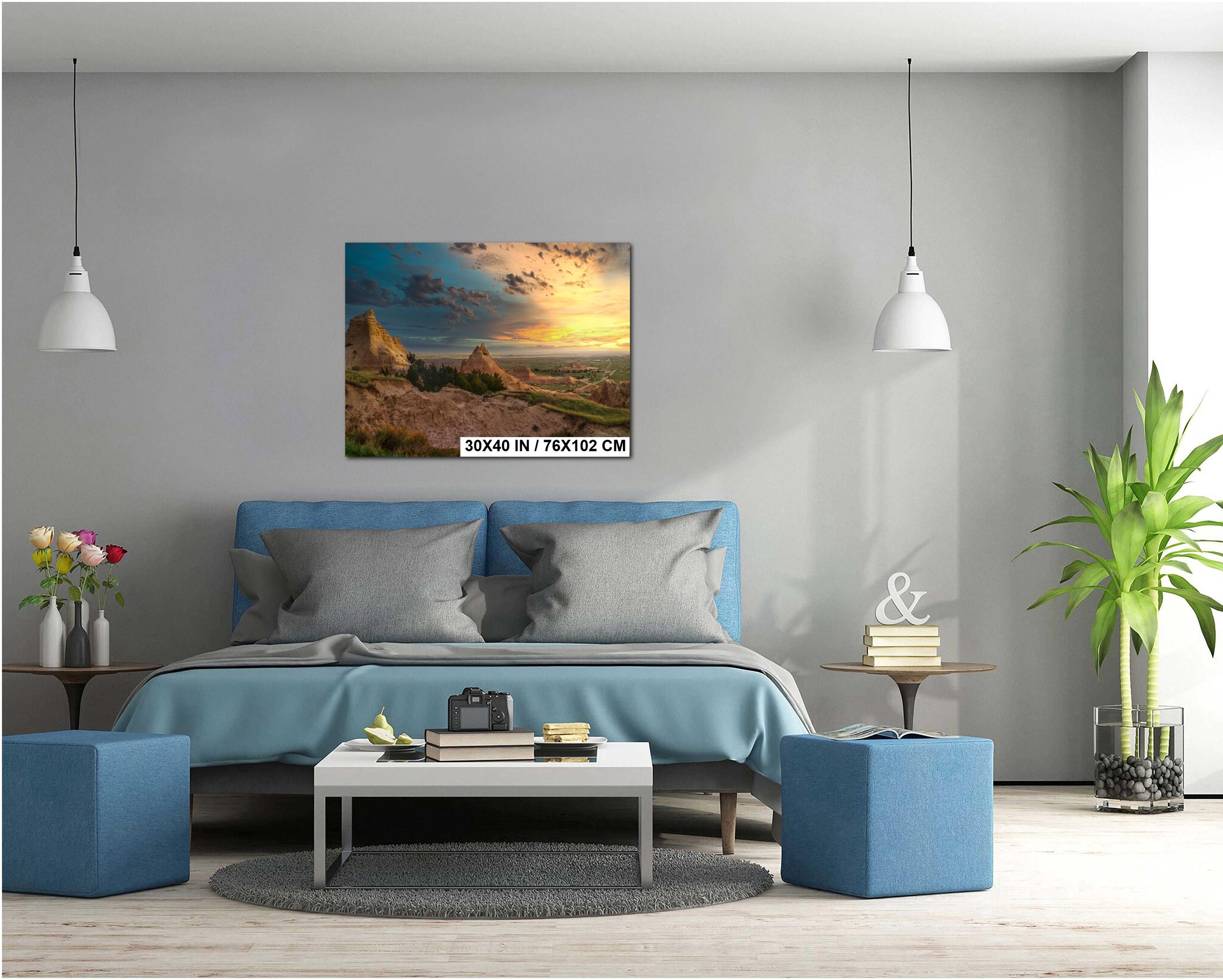Badlands National Park Sunset Over Pinnacles Prairie Rugged Terrain South Dakota Wall Art