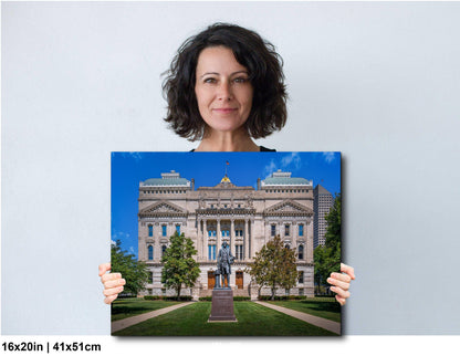 Indiana Statehouse Architecture with George Washington Statue