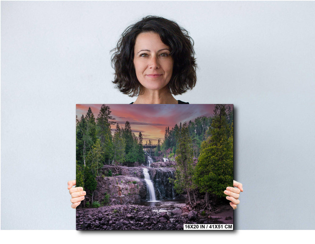 Gooseberry Falls Sunset: Minnesota State Park Waterfall Photography Wall Art