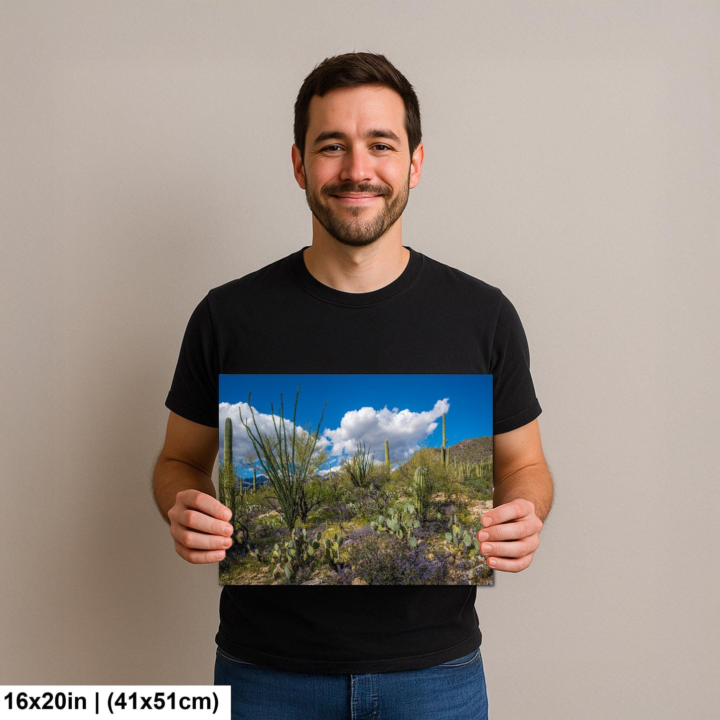 Sonoran Desert Spring Wildflowers with Saguaros - Sabino Canyon Tucson Arizona Photography Print