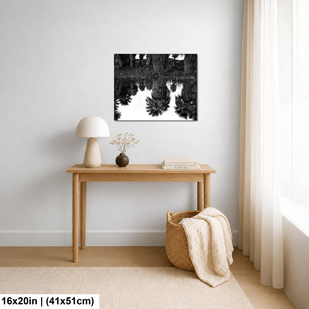 Palm Reflections: Coachella Valley Preserve CA Black White Photo Wall Art