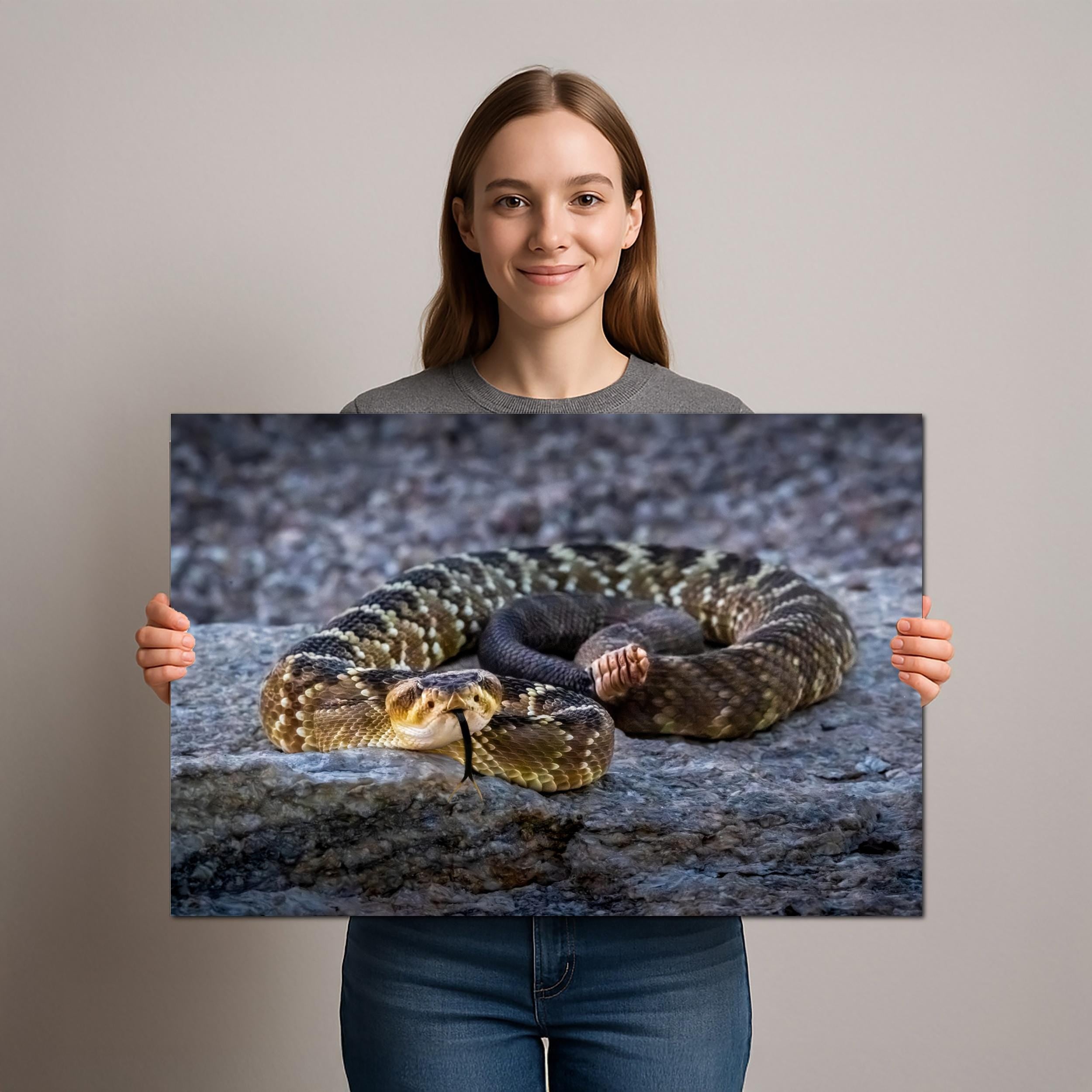 Black-Tailed Rattlesnake Print – Tucson Desert Wildlife Art | Ready to Hang Canvas