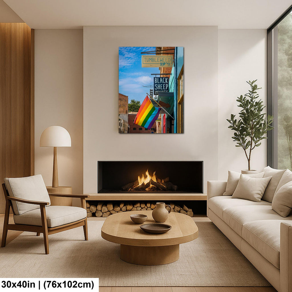 Bisbee Street Scene with Pride Flag Colorful Arizona Downtown Photography Wall Art
