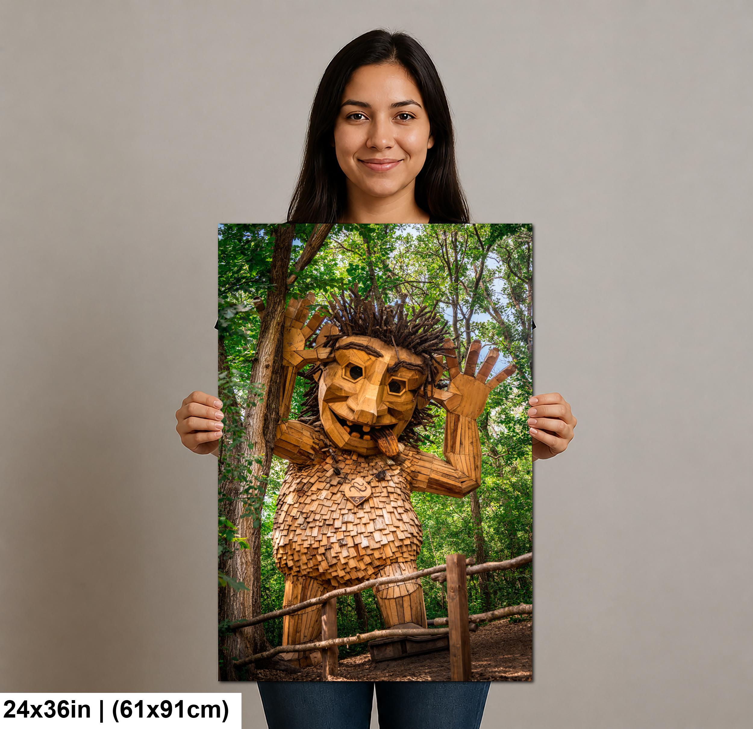 Playful Wooden Forest Troll Sculpture in Detroit Lakes Minnesota Photography Print