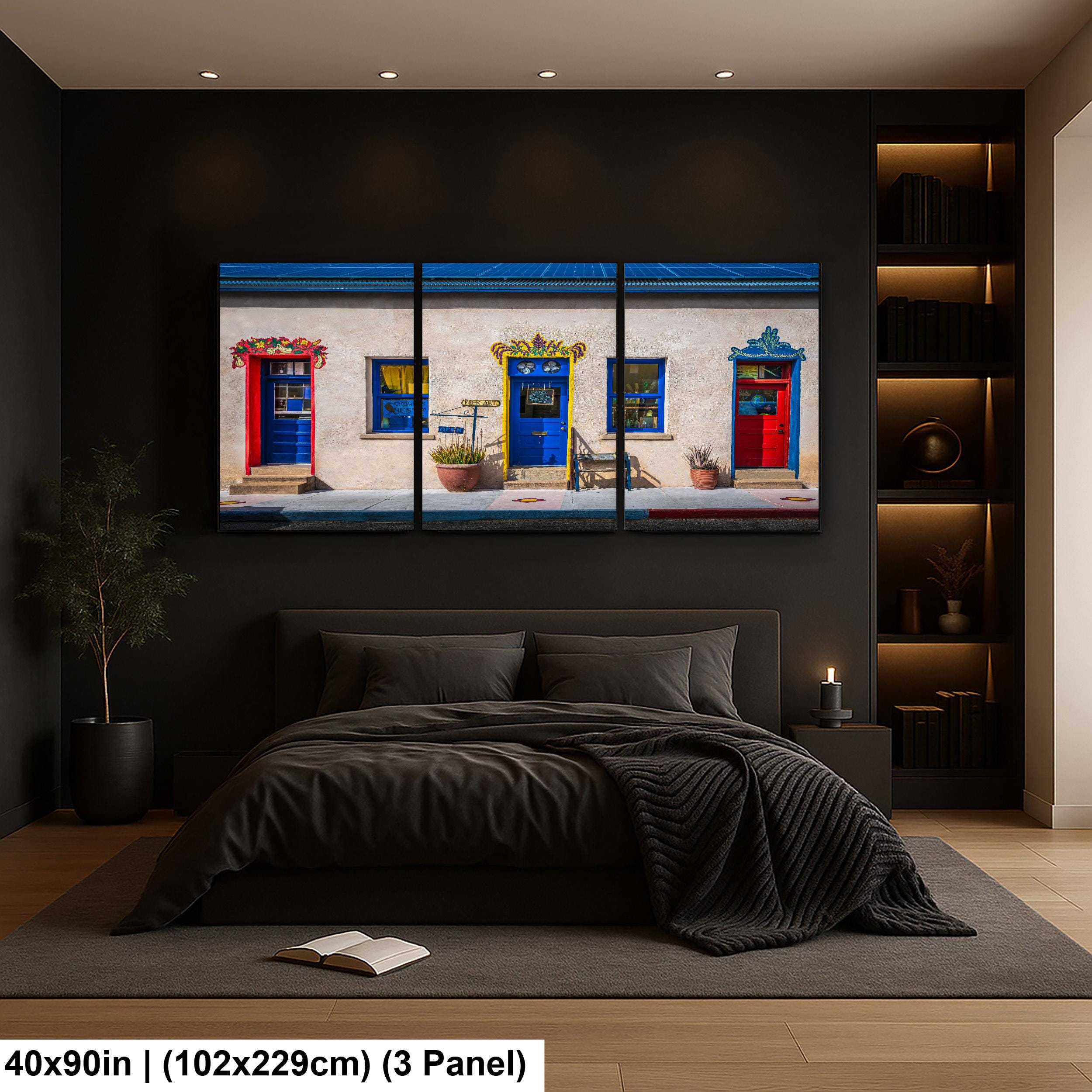 Tucson Arizona - Colorful Adobe Shopfront With Blue and Red Doors, Photography Print Wall Art