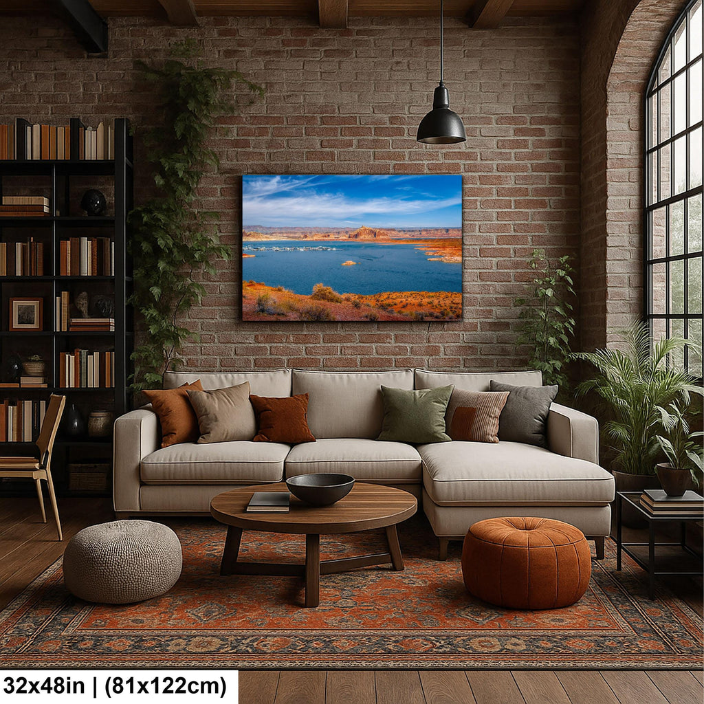 Lake Powell Marina Red Rock Cliffs Page Arizona Photography Print, Southwest Lake Wall Art