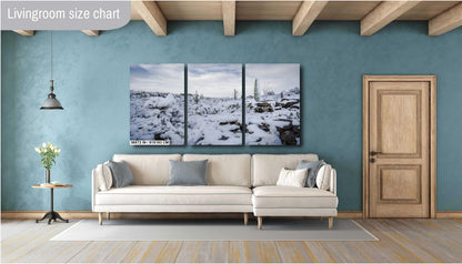 Saguaro Cactus Wall Art – Snowy Desert Photography | Winter Cactus Print Decor