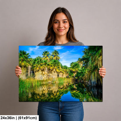 Palm Oasis Reflection Photography Print, Coachella Valley Preserve California, Desert Water Nature Wall Art