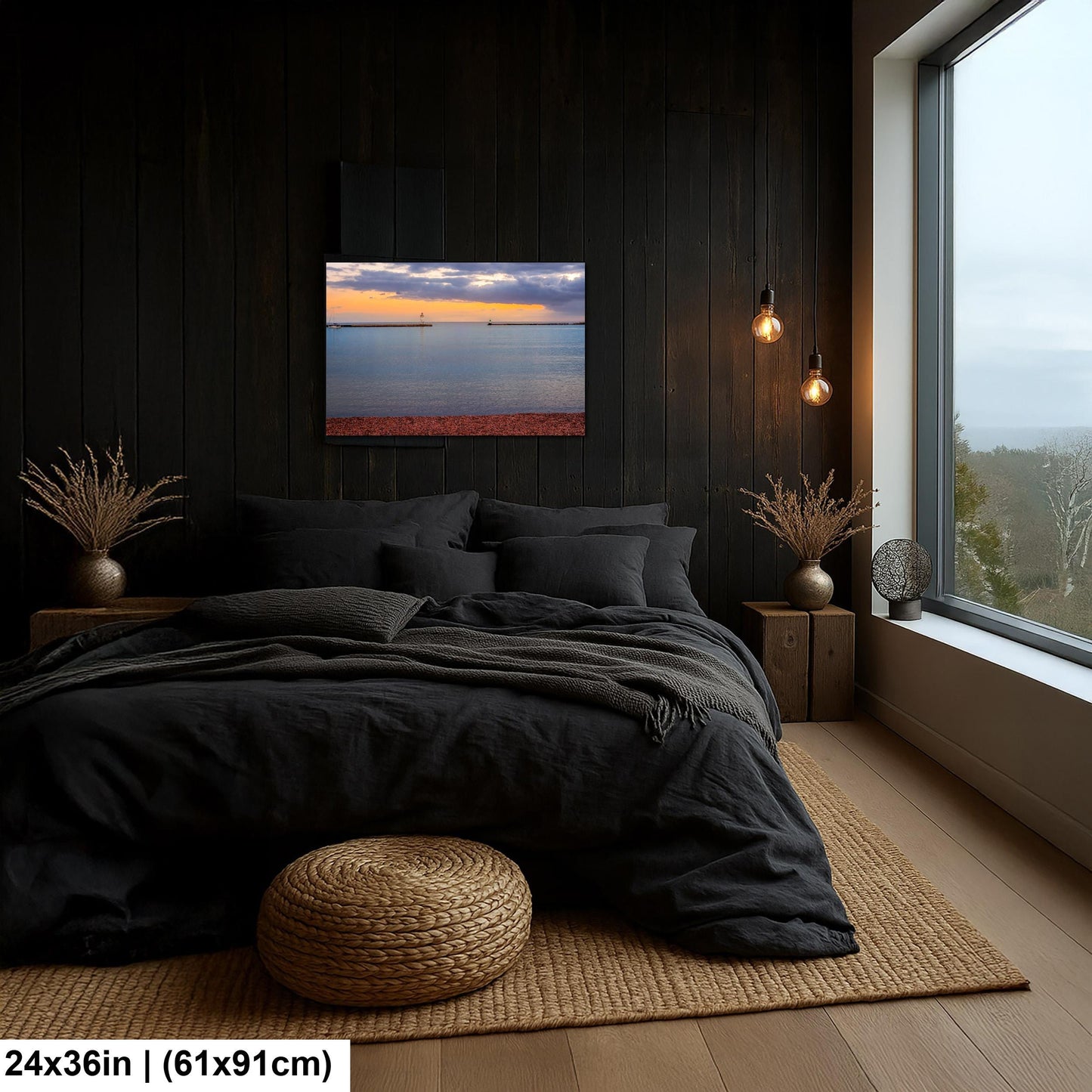 Grand Marais Harbor Lighthouse at Sunset Photography Print, Minnesota North Shore, Lake Superior Wall Art