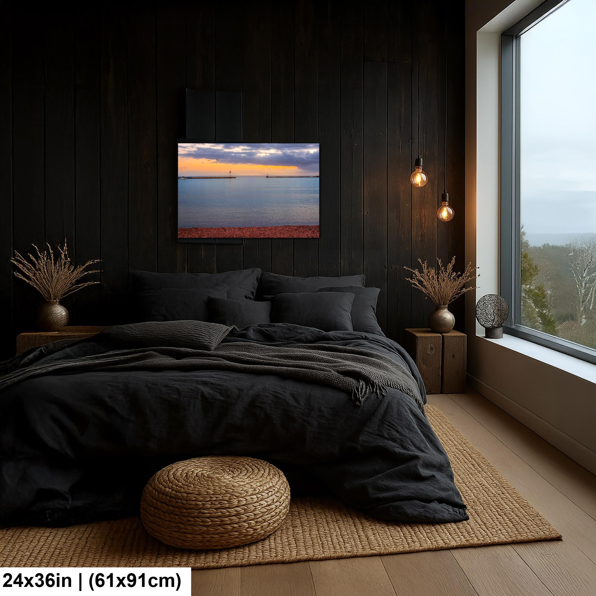 Grand Marais Harbor Lighthouse at Sunset Photography Print, Minnesota North Shore, Lake Superior Wall Art