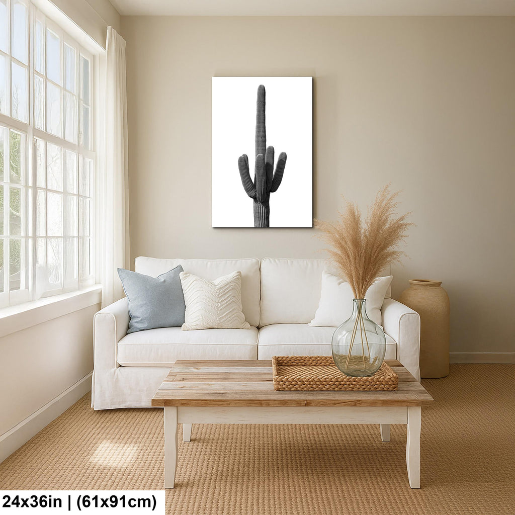 Saguaro Cactus Photography: Black and White Desert Minimalist Wall Art
