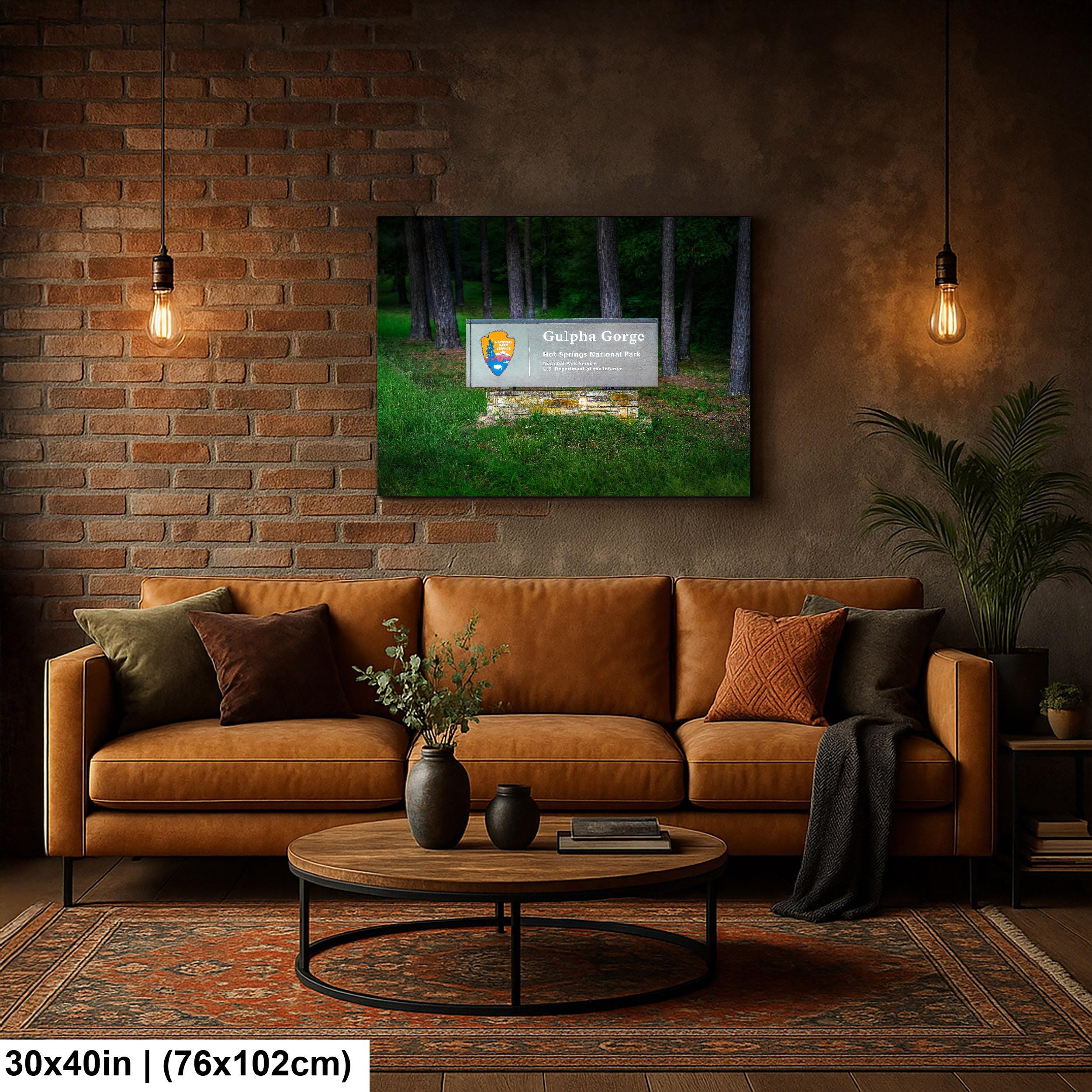 Gulpha Gorge Sign at Hot Springs National Park Arkansas Photography Wall Art Print