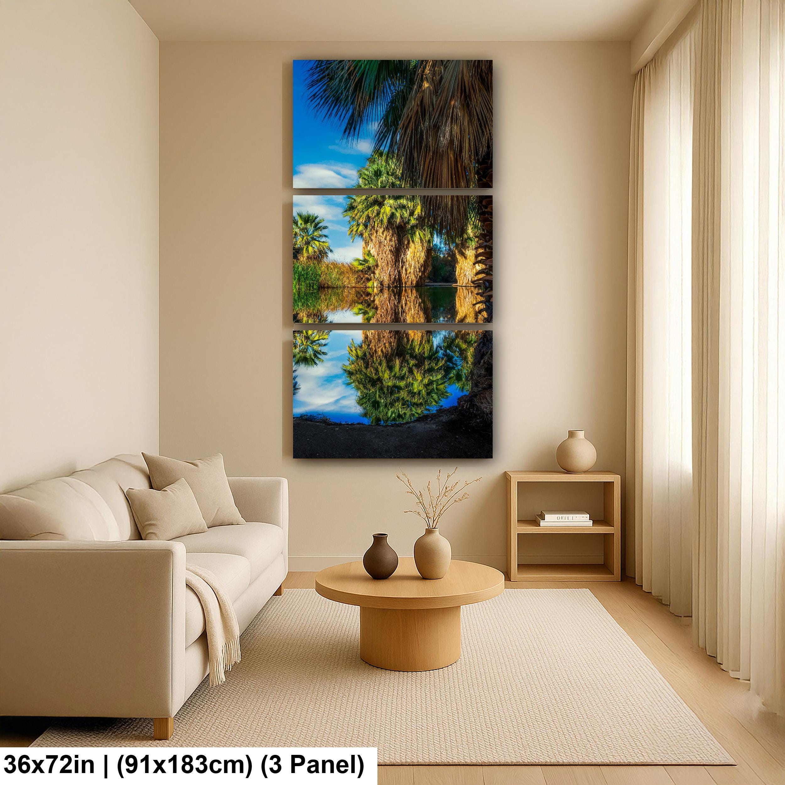 Oasis Reflections at California Hot Springs Palm Desert Photography Print, Desert Landscape Wall Art, Palm Tree Decor