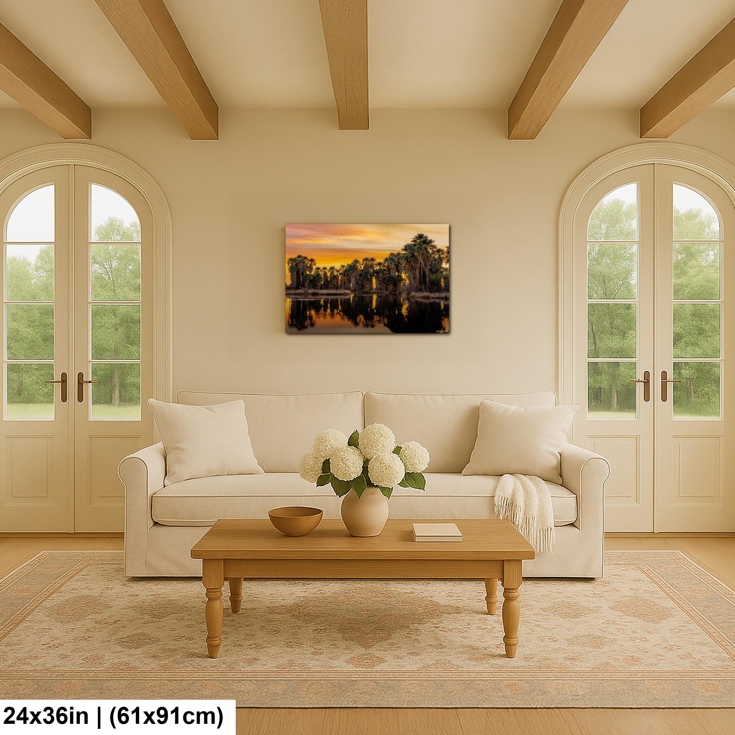 Agua Caliente Palm Grove Sunset Reflection - Tucson Arizona Photography Print