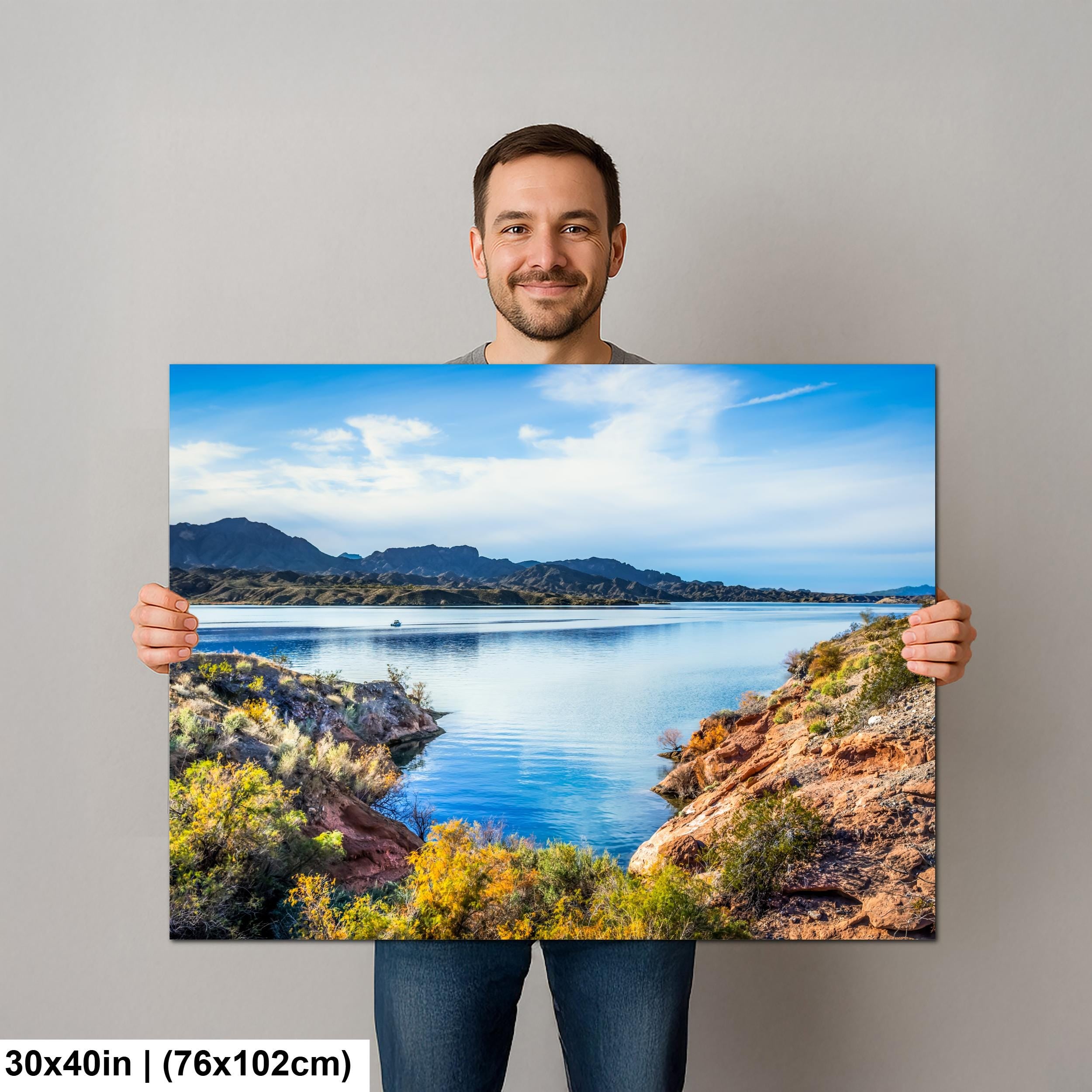 Lake Mead Desert Landscape with Mountain Views Nevada Arizona Border Photography Print